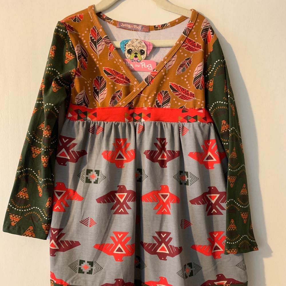 NWT Jelly the Pug dress, size 7, boho print